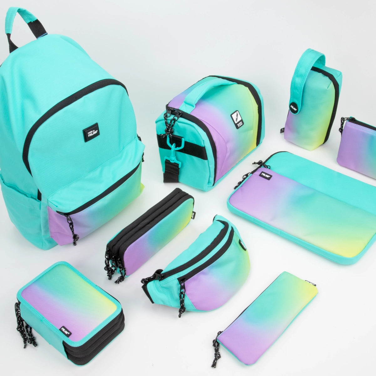 Estuche escolar triple con contenido, Sunset