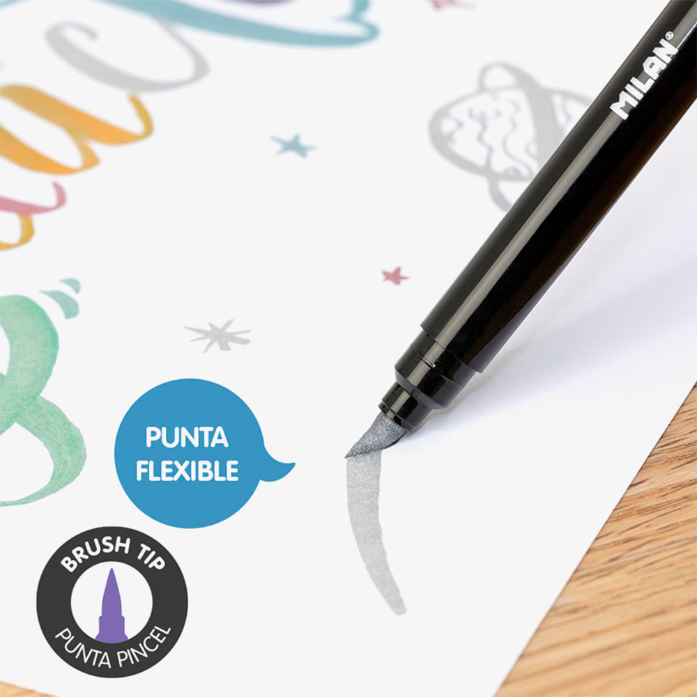 6 retoladors punta pinzell colors metal·litzats