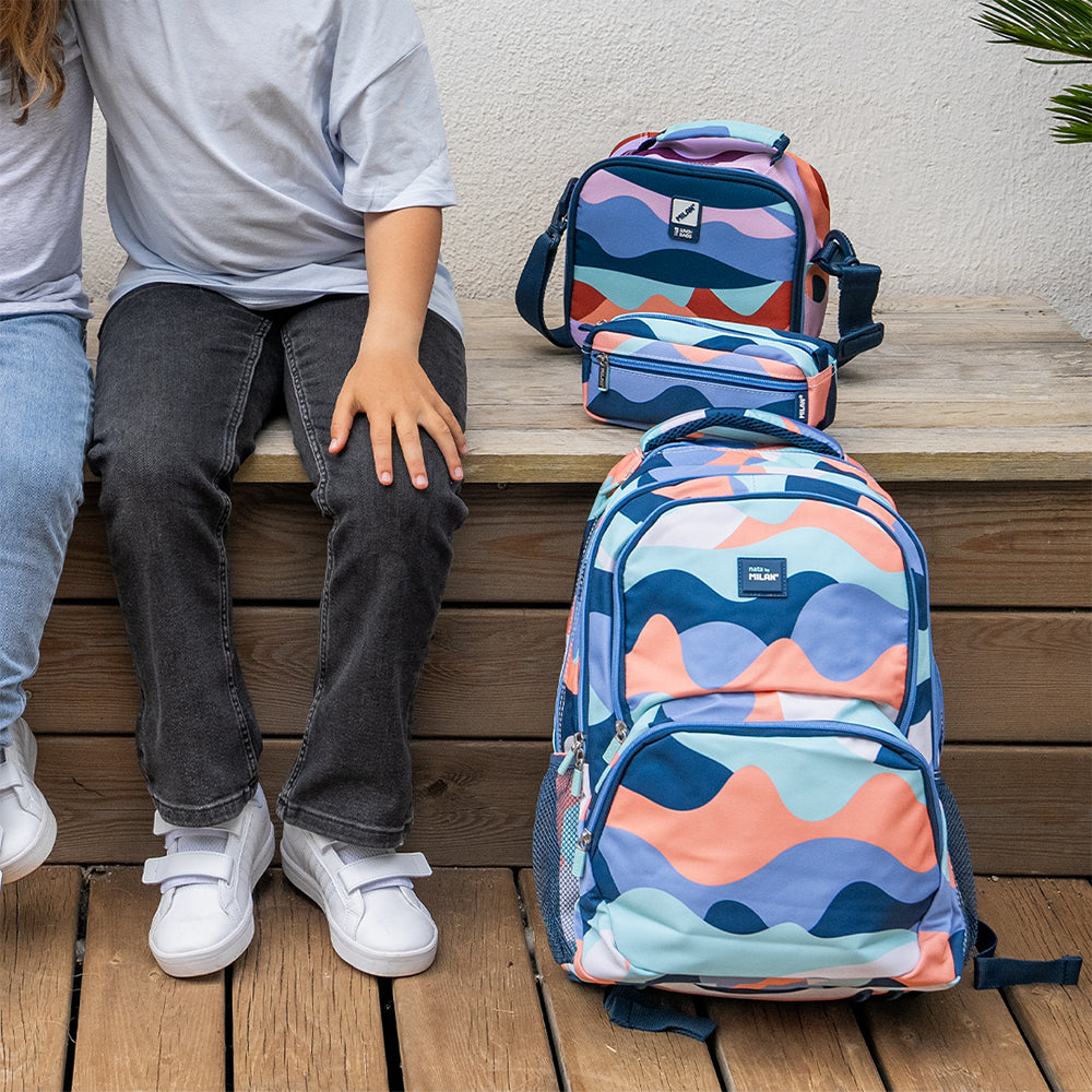 Pack ESCOLAR The Fun azul: mochila + kit 4 estuches + botella