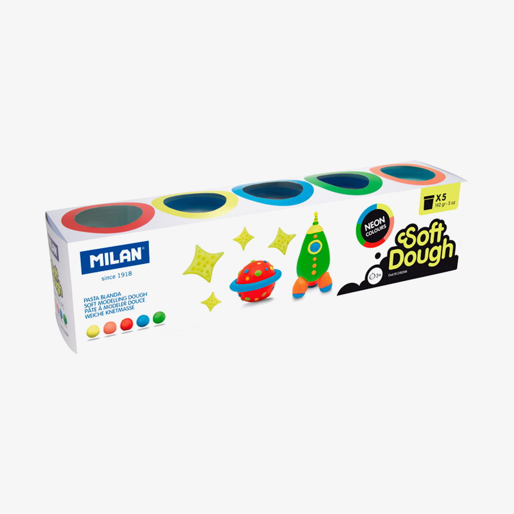 5 botes pasta de modelar Soft Dough, colores neon (142 g)