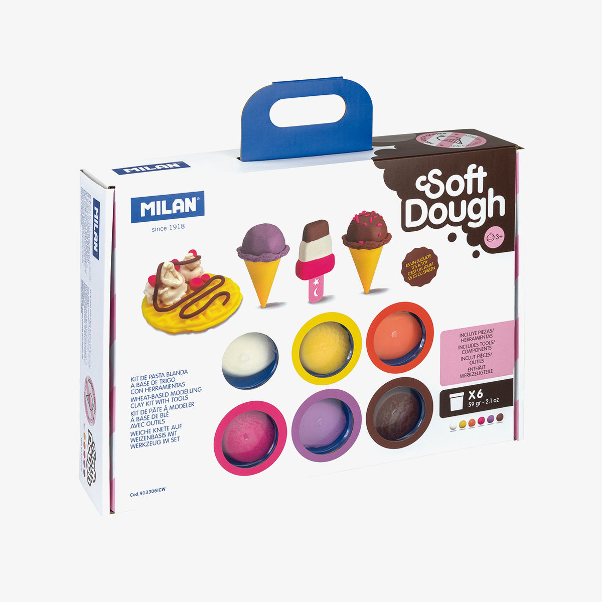 Kit Soft Dough de pasta blanda con herramientas 'Helados y gofres'