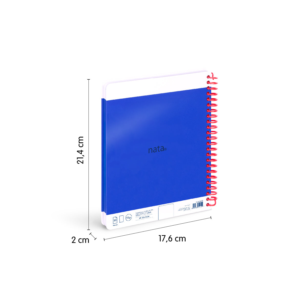 Cuaderno A5 tapa dura, 80 hojas blancas de 95 gr/m², nata® 624 since 1918