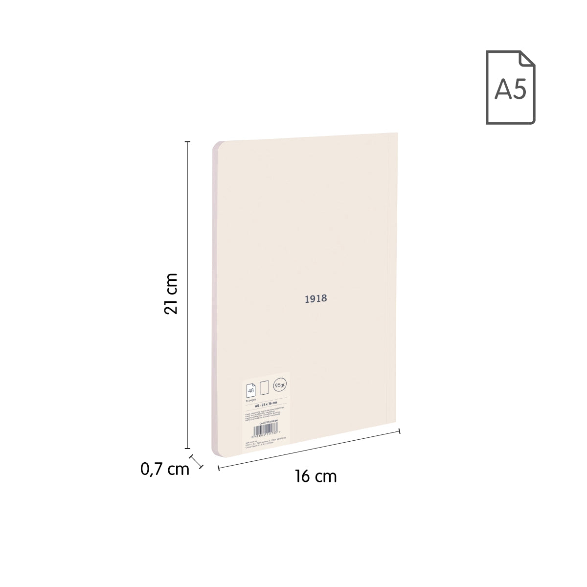 Pack 4 libretas A5 encoladas, 48 hojas blancas de 95 gr/m², colección 430 since 1918