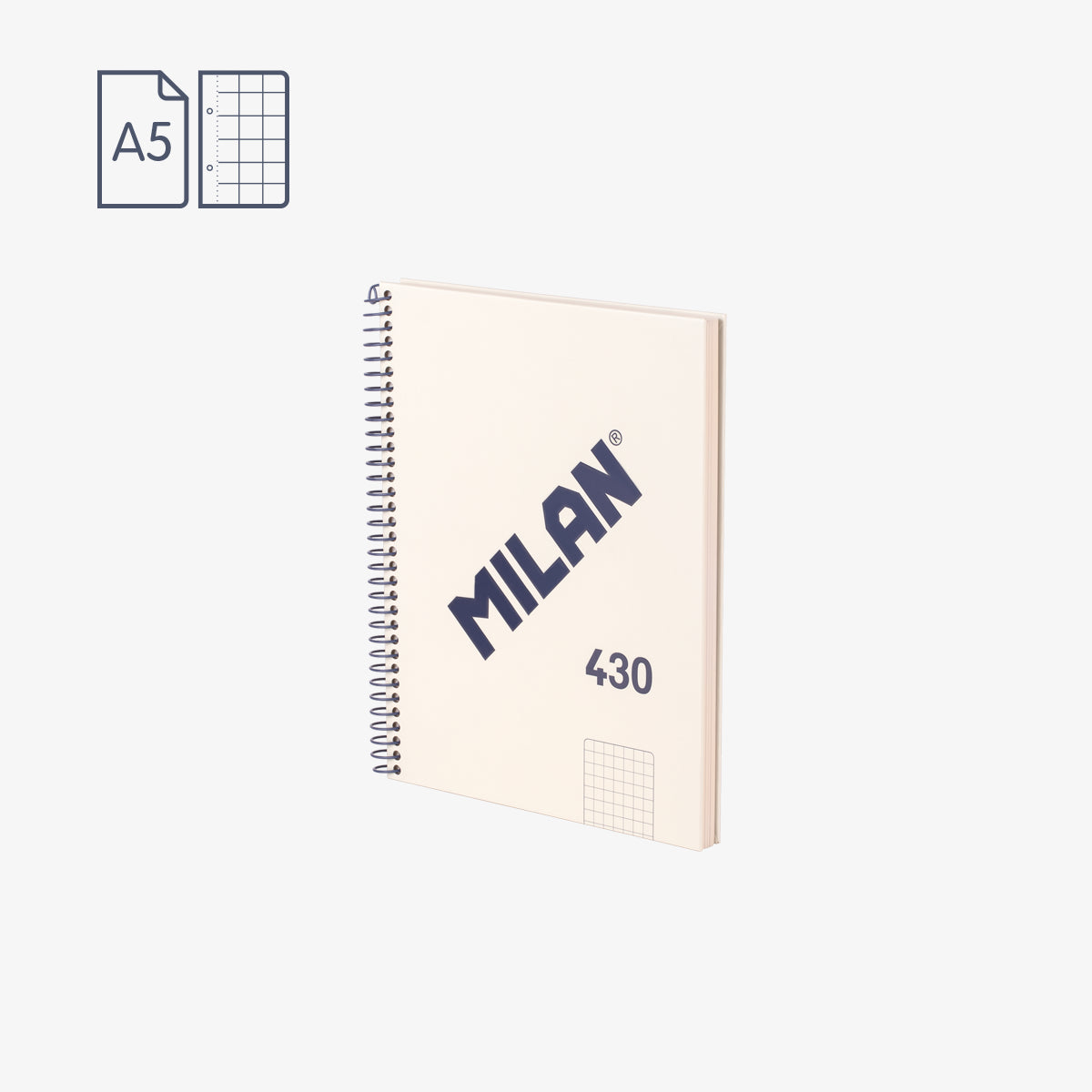 Cuaderno A5 con tapa dura, cuadrícula 5 x 5 mm, 80 hojas de 95 gr/m², 430 since 1918