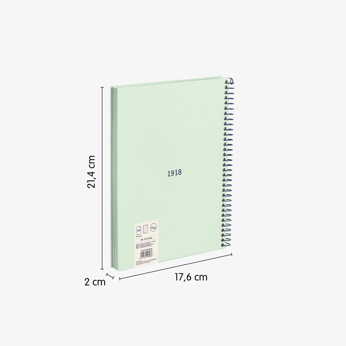 Cuaderno A5 con tapa dura, pauta a líneas 7 mm, 80 hojas de 95 gr/m², 430 since 1918