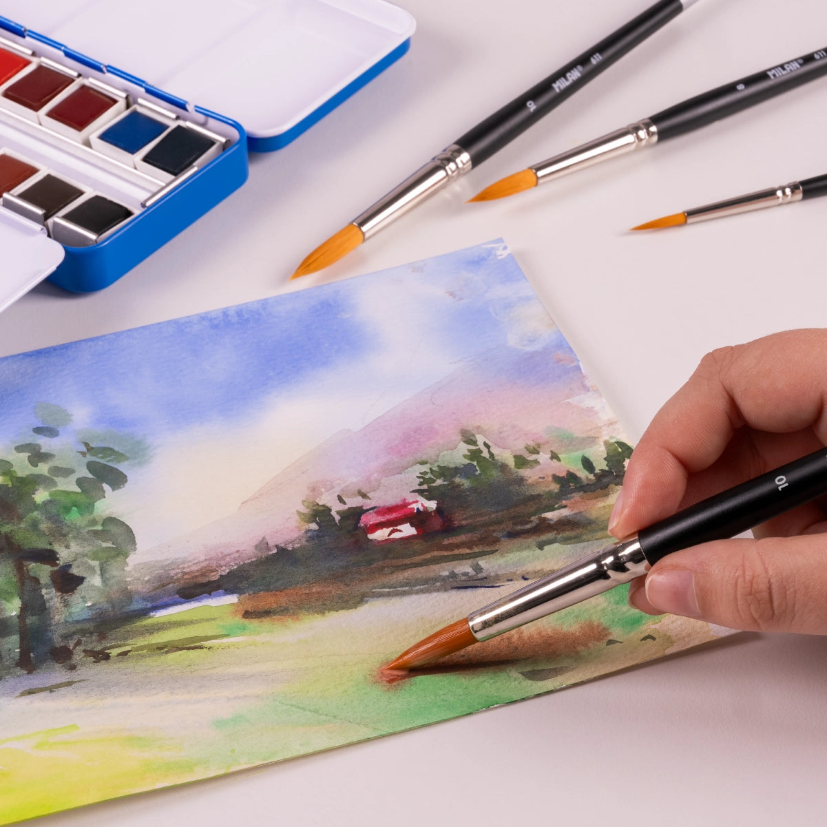 12 aquarel·les mig godet MILAN Art, en capsa metàl·lica