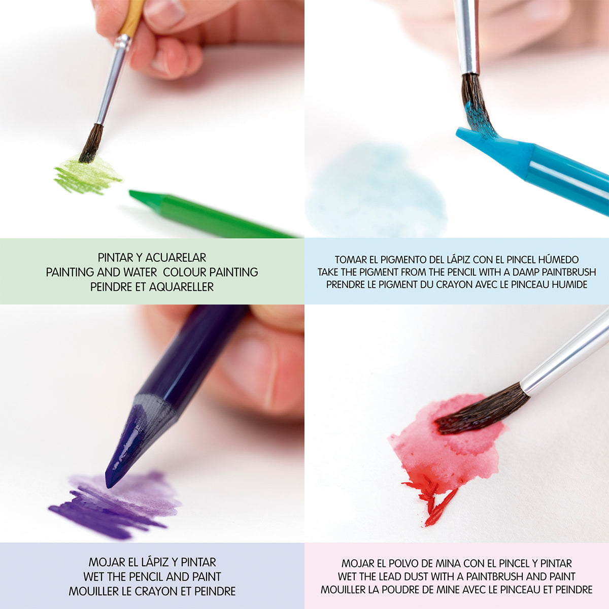 24 lápices de colores acuarelables todo mina + pincel, en caja metálica