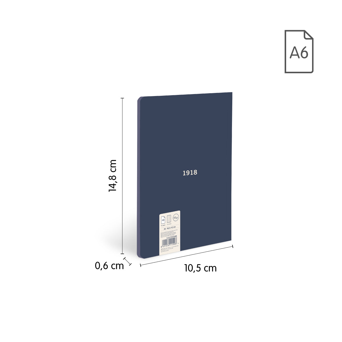 Libreta A6 papel cuadriculado, 48 hojas de 95 gr/m², colección 430 since 1918