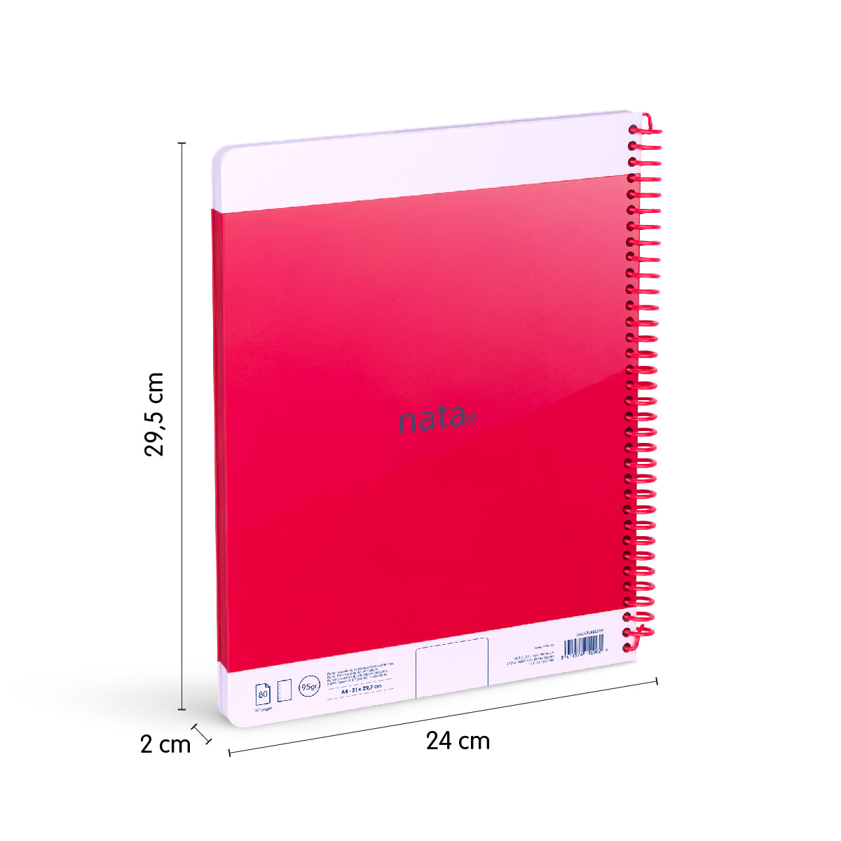 Cuaderno A4 tapa dura, 80 hojas blancas de 95 gr/m², nata® 624 since 1918