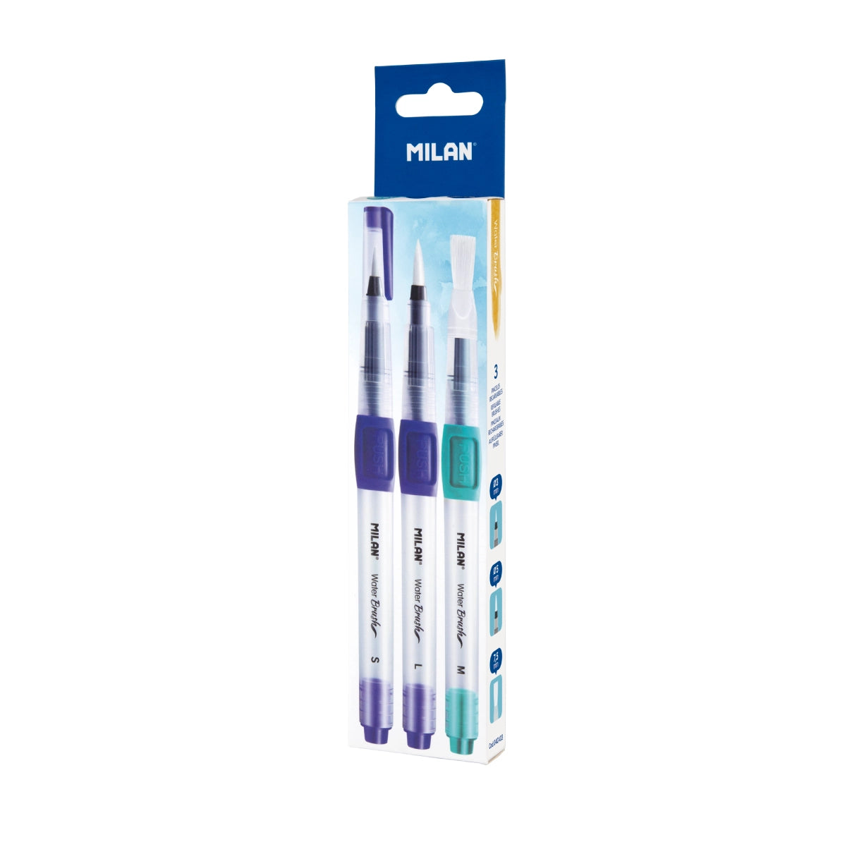 Capsa 3 pinzells d'aigua amb dipòsit recarregable Water Brush