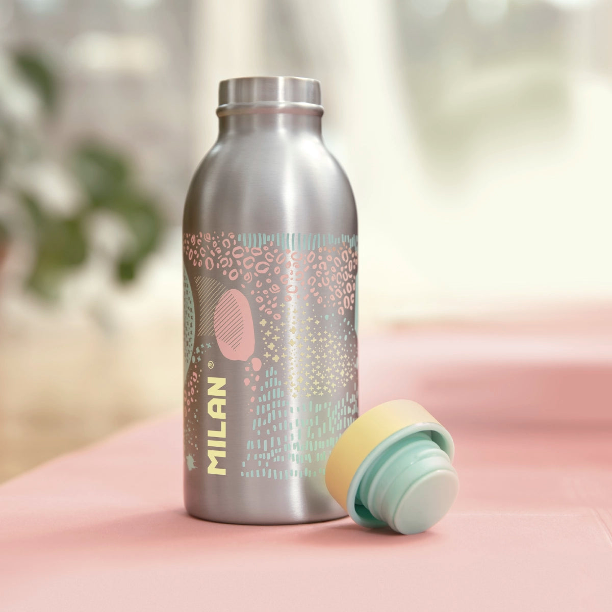 Tapón para botella isotérmica MILAN Silver, amarillo