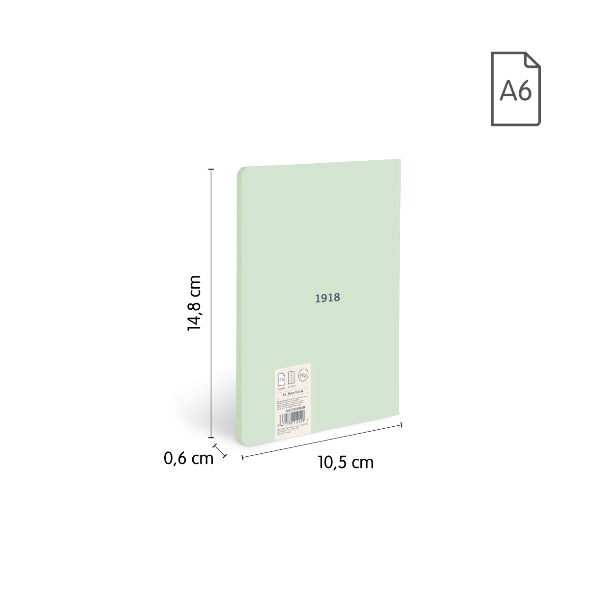 Libreta A6 papel cuadriculado, 48 hojas de 95 gr/m², colección 430 since 1918