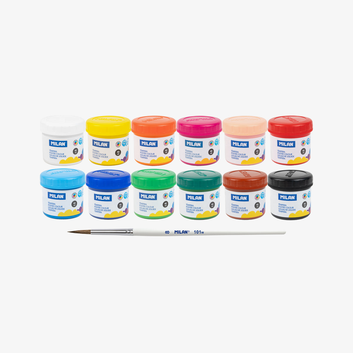 12 pintures témperes colors assortits (capsa 12 pots 40 ml)