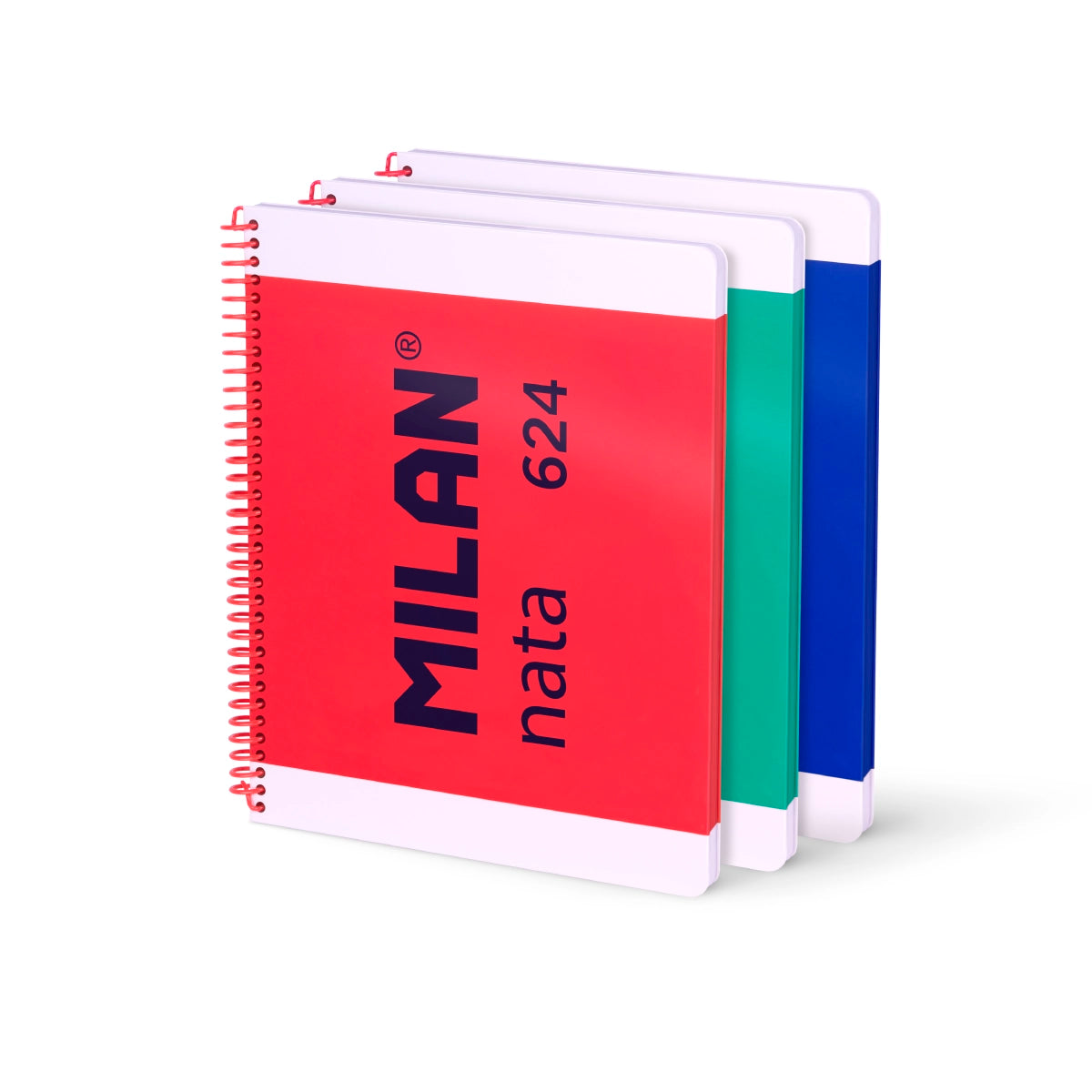 Pack 3 cuadernos A4 con espiral y tapa dura, papel cuadriculado, 80 hojas de 95gr/m², colección MILAN nata® 624 since 1918