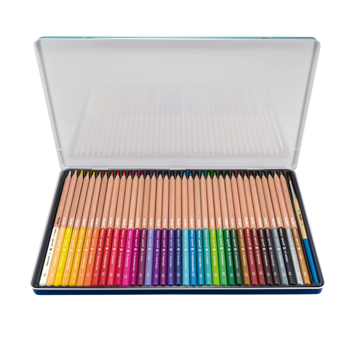 36 lápices acuarelables de colores con mina gruesa (3,5 mm) en caja metálica