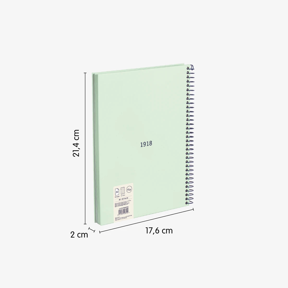 Cuaderno A5 con tapa dura, cuadrícula 5 x 5 mm, 80 hojas de 95 gr/m², 430 since 1918