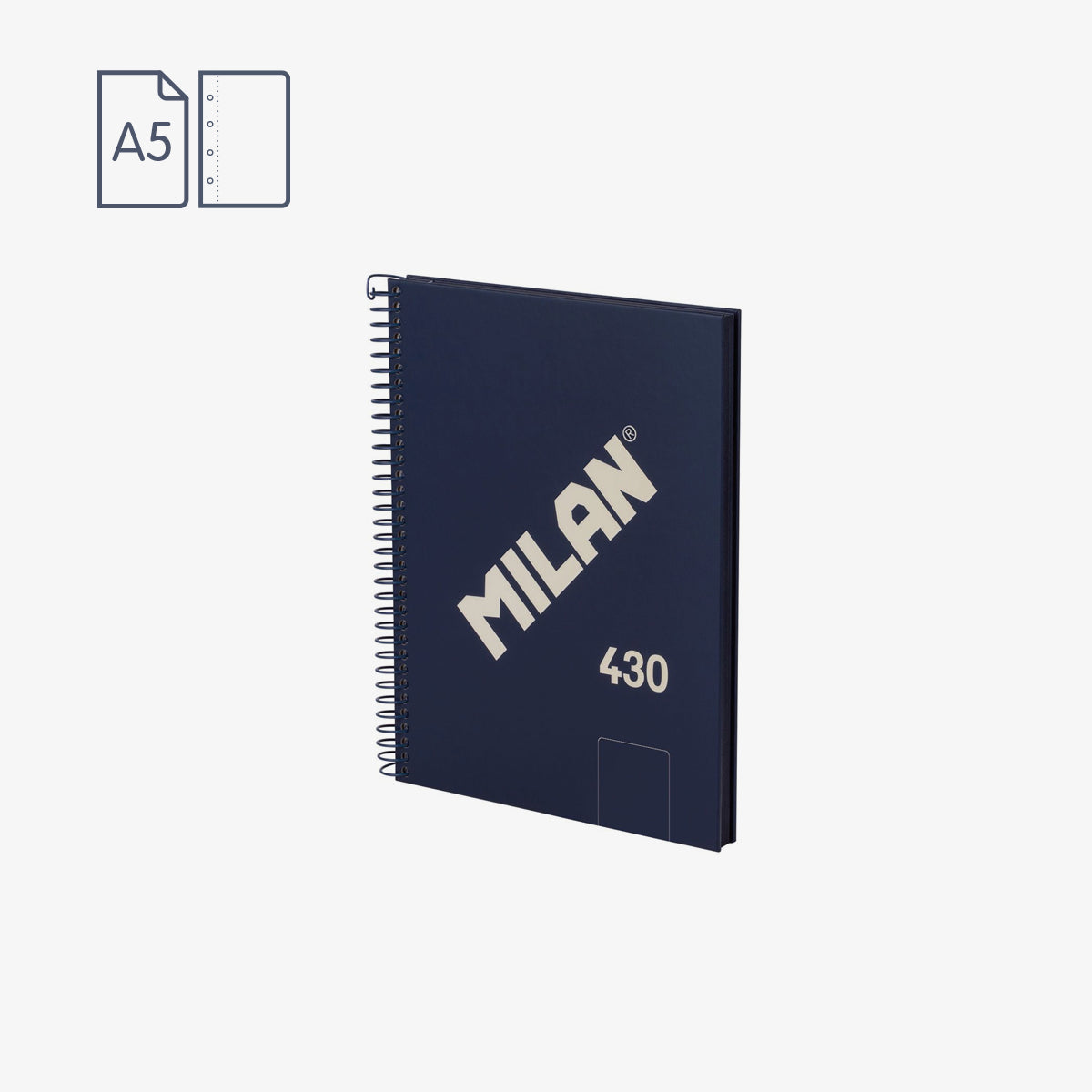 Cuaderno A5 con espiral y tapa dura, 80 hojas papel liso de 95 gr/m², 430 since 1918