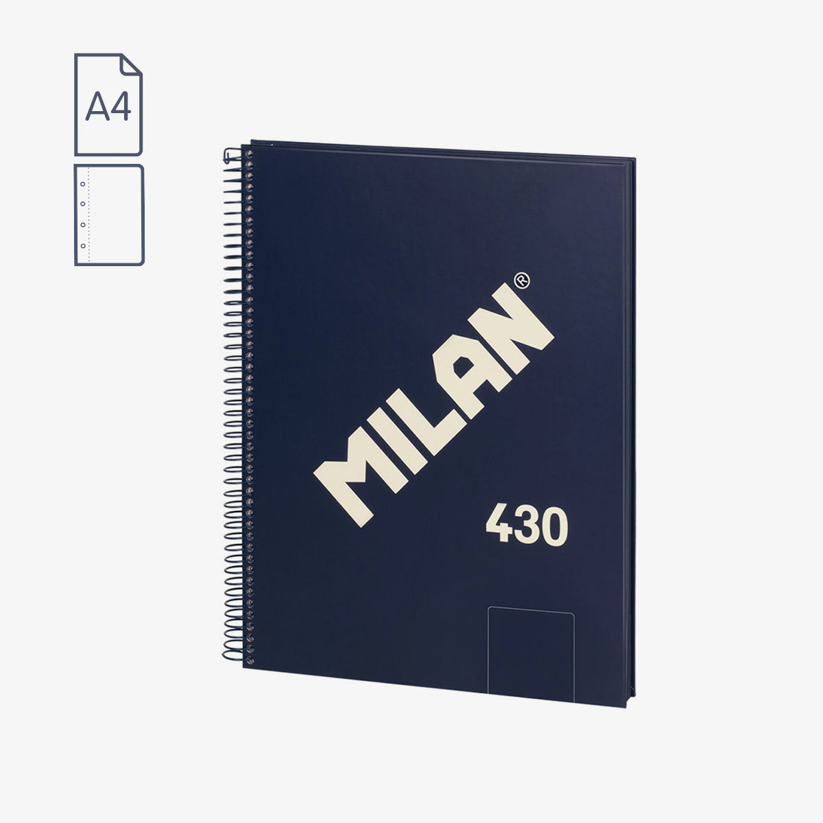 Cuaderno A4 con espiral y tapa dura, 80 hojas papel liso de 95 gr/m², 430 since 1918