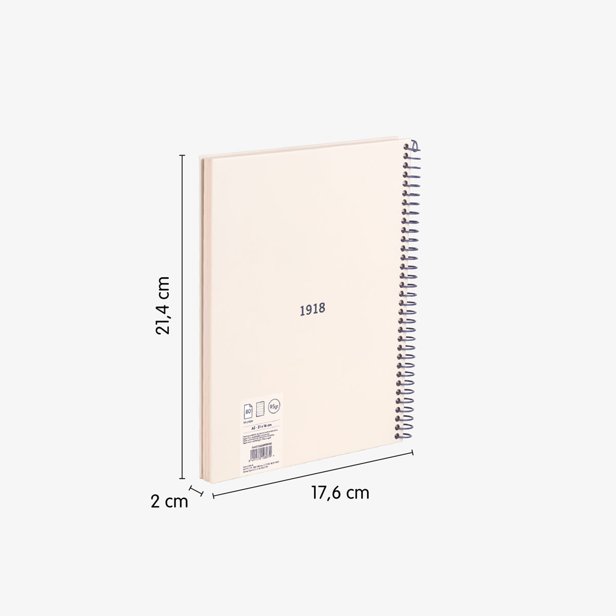 Cuaderno A5 con tapa dura, pauta a líneas 7 mm, 80 hojas de 95 gr/m², 430 since 1918