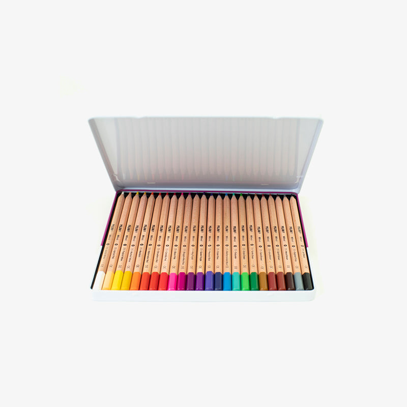 24 lápices de colores mina gruesa (3,5 mm) en caja metálica