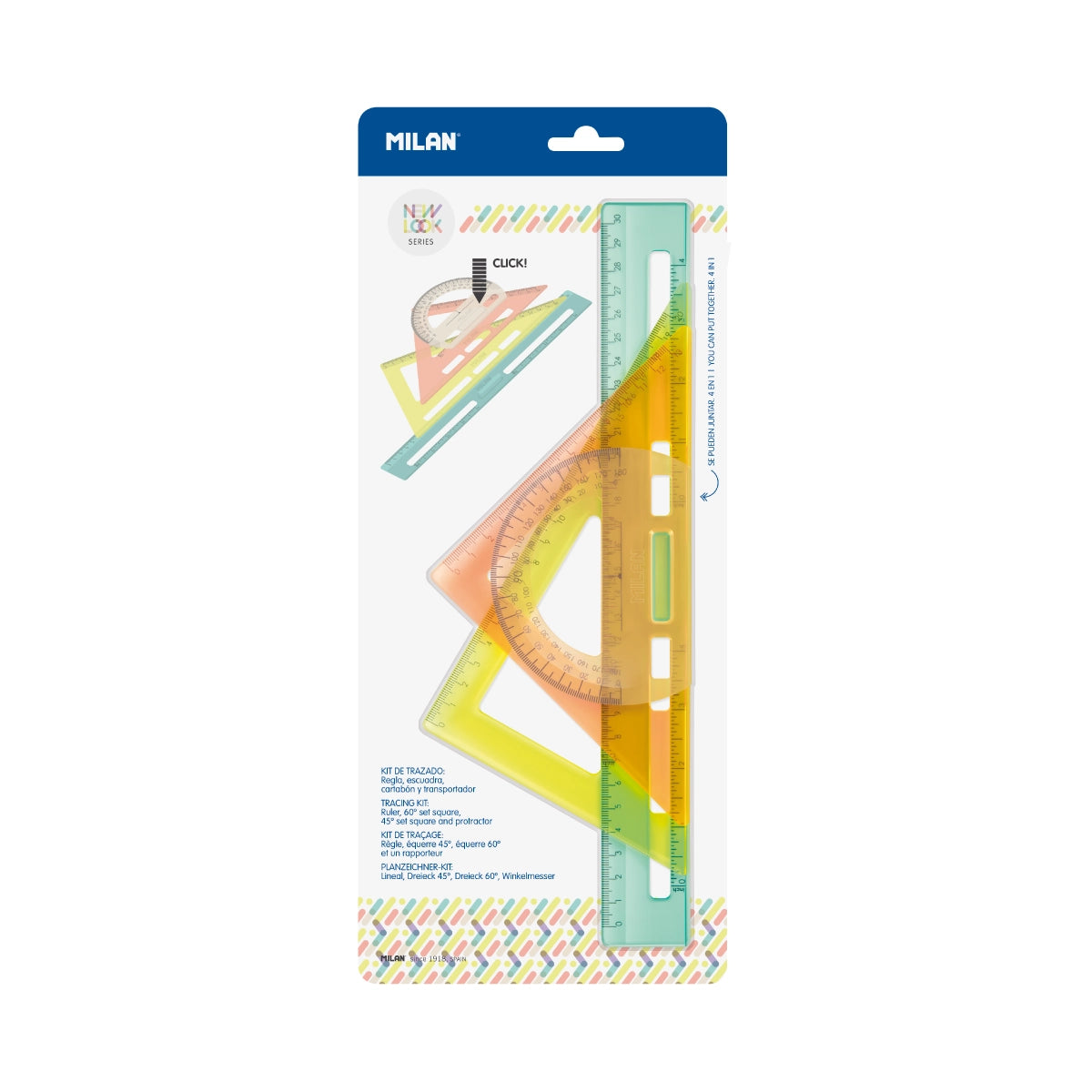 Kit 4 reglas de trazado transparentes, New Look