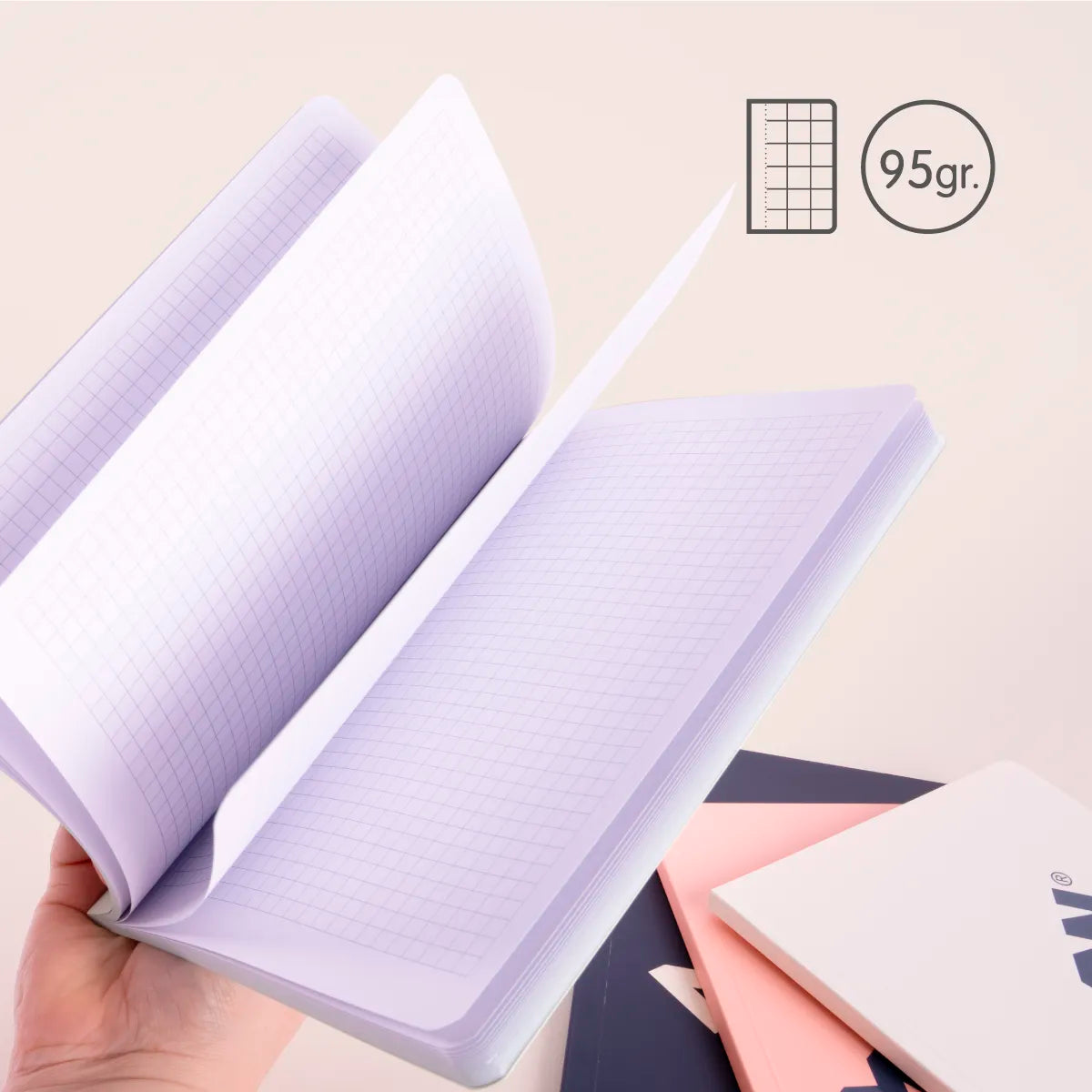 Libreta A5 encolada, papel cuadriculado, 48 hojas de 95 gr/m², 430 since 1918