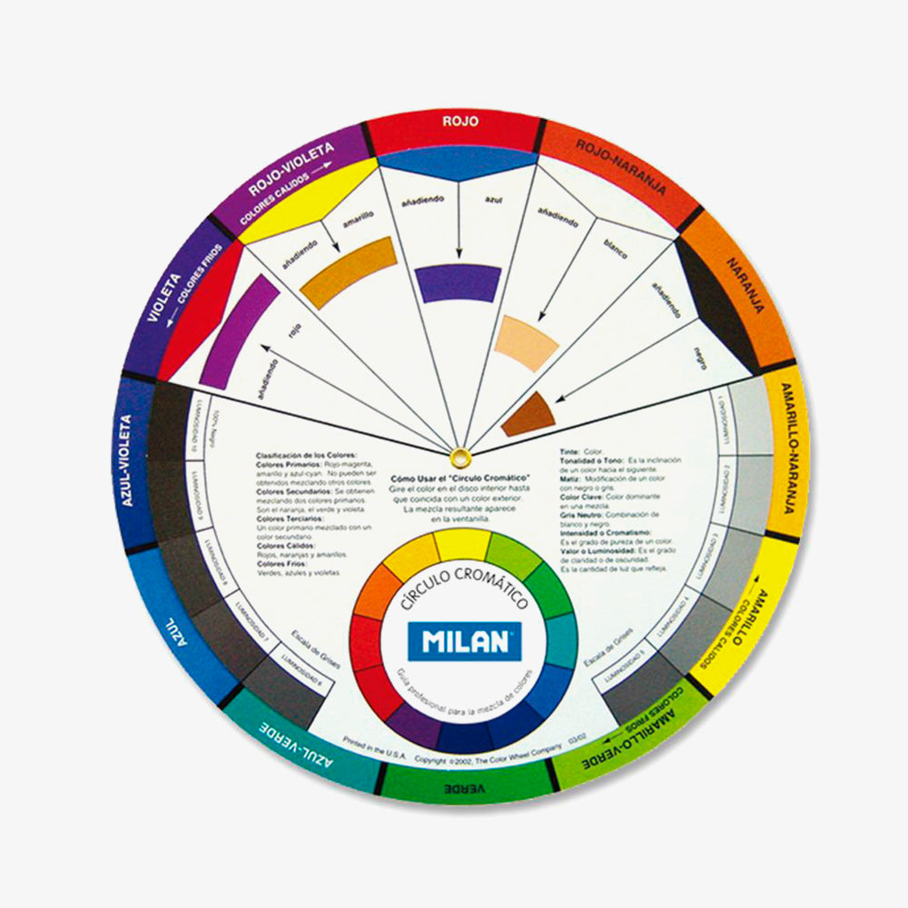 Círculo cromático pedagógico para las mezclas de colores